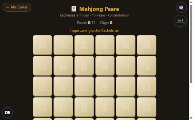 Mahjong-Kacheln im Raster