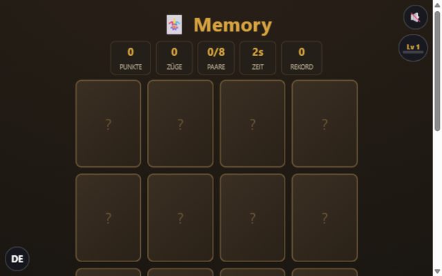 Memory-Karten verdeckt im Raster
