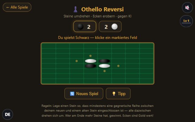 Othello-Brett mit schwarzen und weißen Steinen