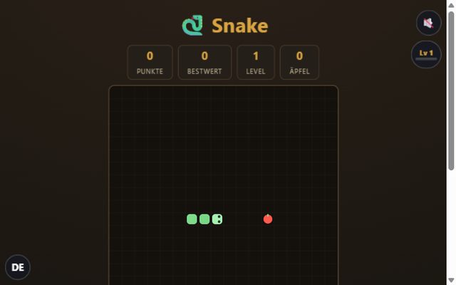 Snake-Spielfeld mit Schlange und Apfel