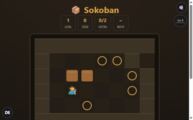 Sokoban-Level mit Kisten und Zielfeldern
