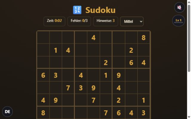 Sudoku-Raster mit ausgefüllten Zahlen