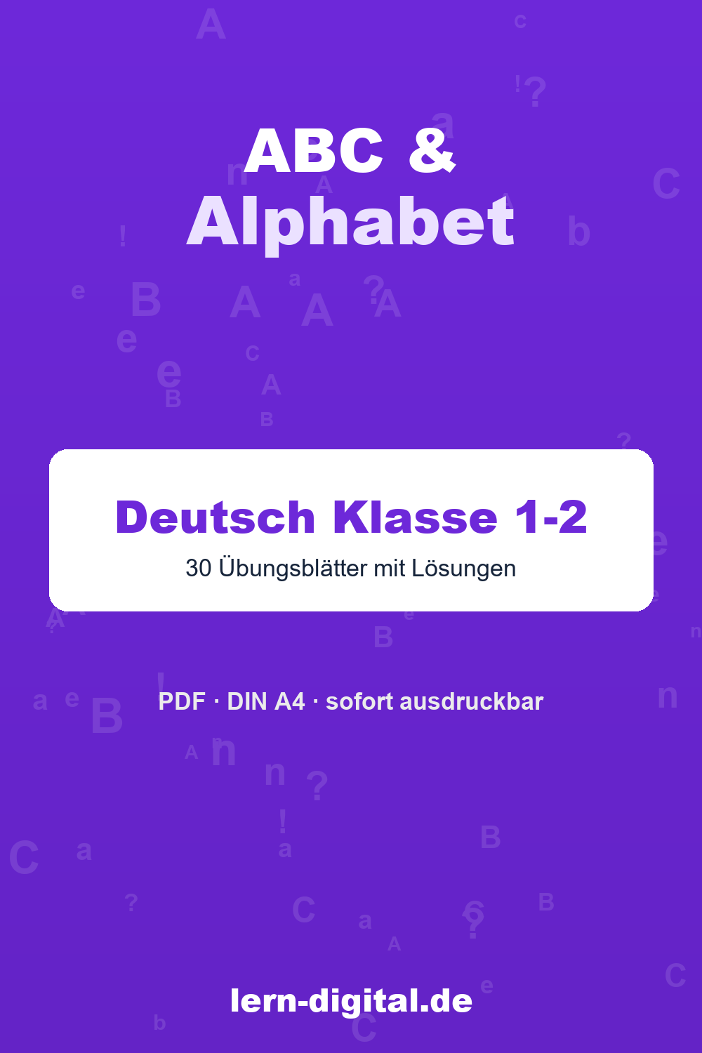 Cover: ABC und Alphabet Arbeitsblätter Klasse 1-2, alphabetisch ordnen mit Lösungen