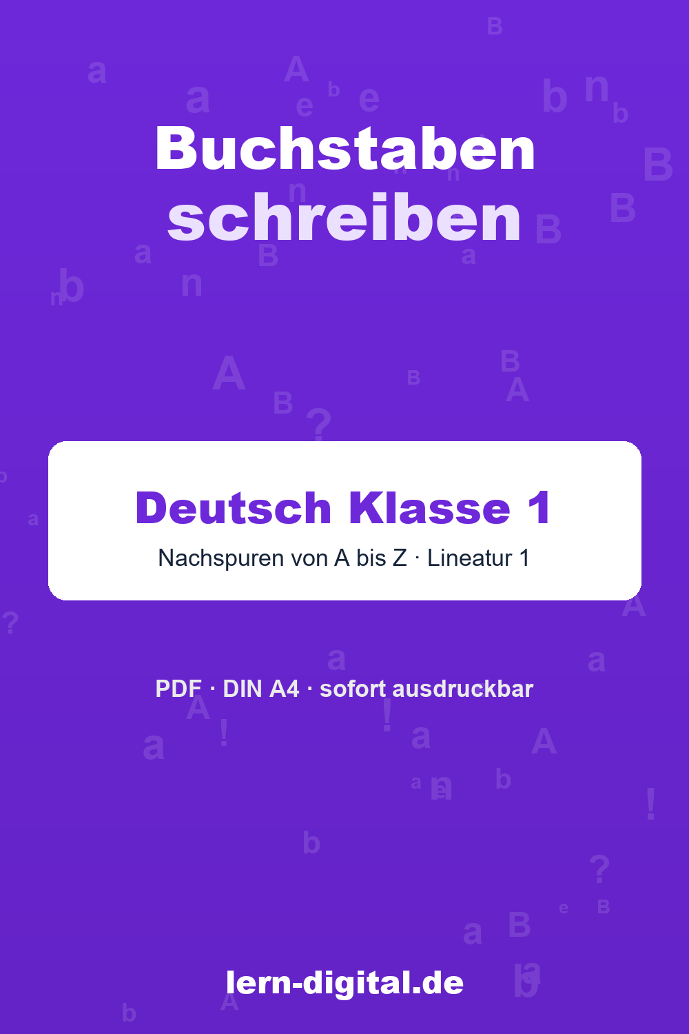 Cover: Buchstaben schreiben lernen A bis Z, Nachspuren Lineatur 1 Klasse 1
