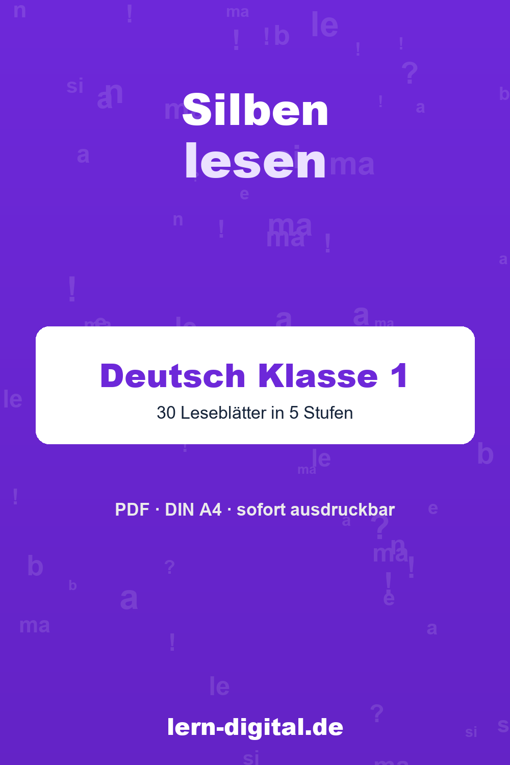 Cover: Silben lesen üben – Silbenteppich Arbeitsblätter Klasse 1, 5 Schwierigkeitsstufen