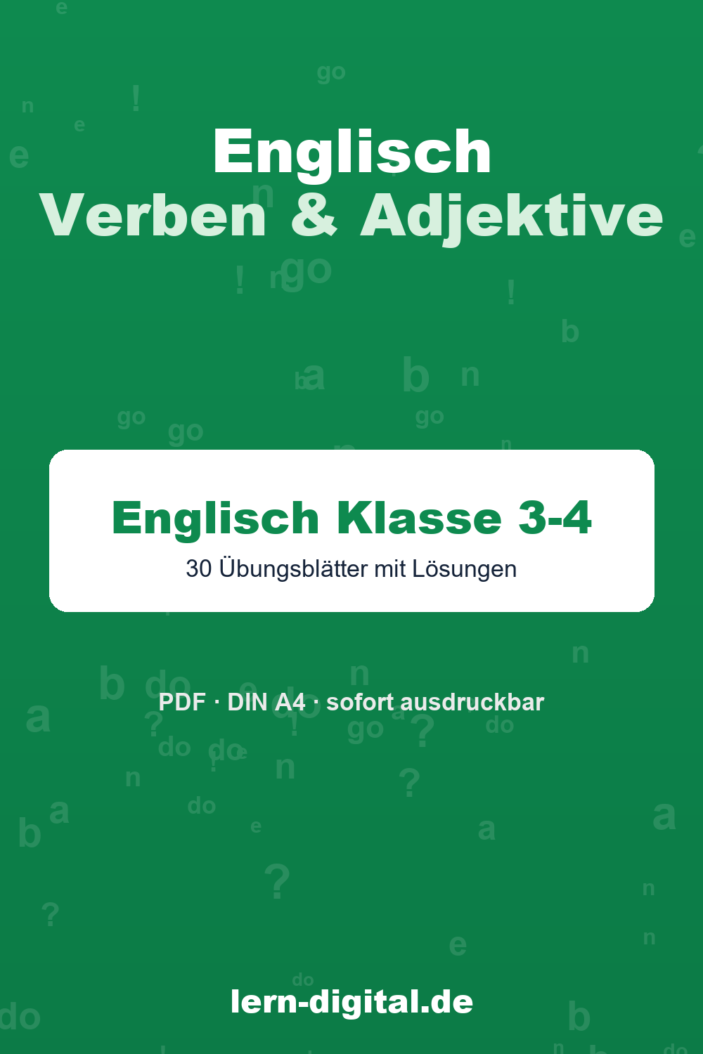 Cover: Englisch Verben und Adjektive, Arbeitsblätter Grundschule Klasse 3-4