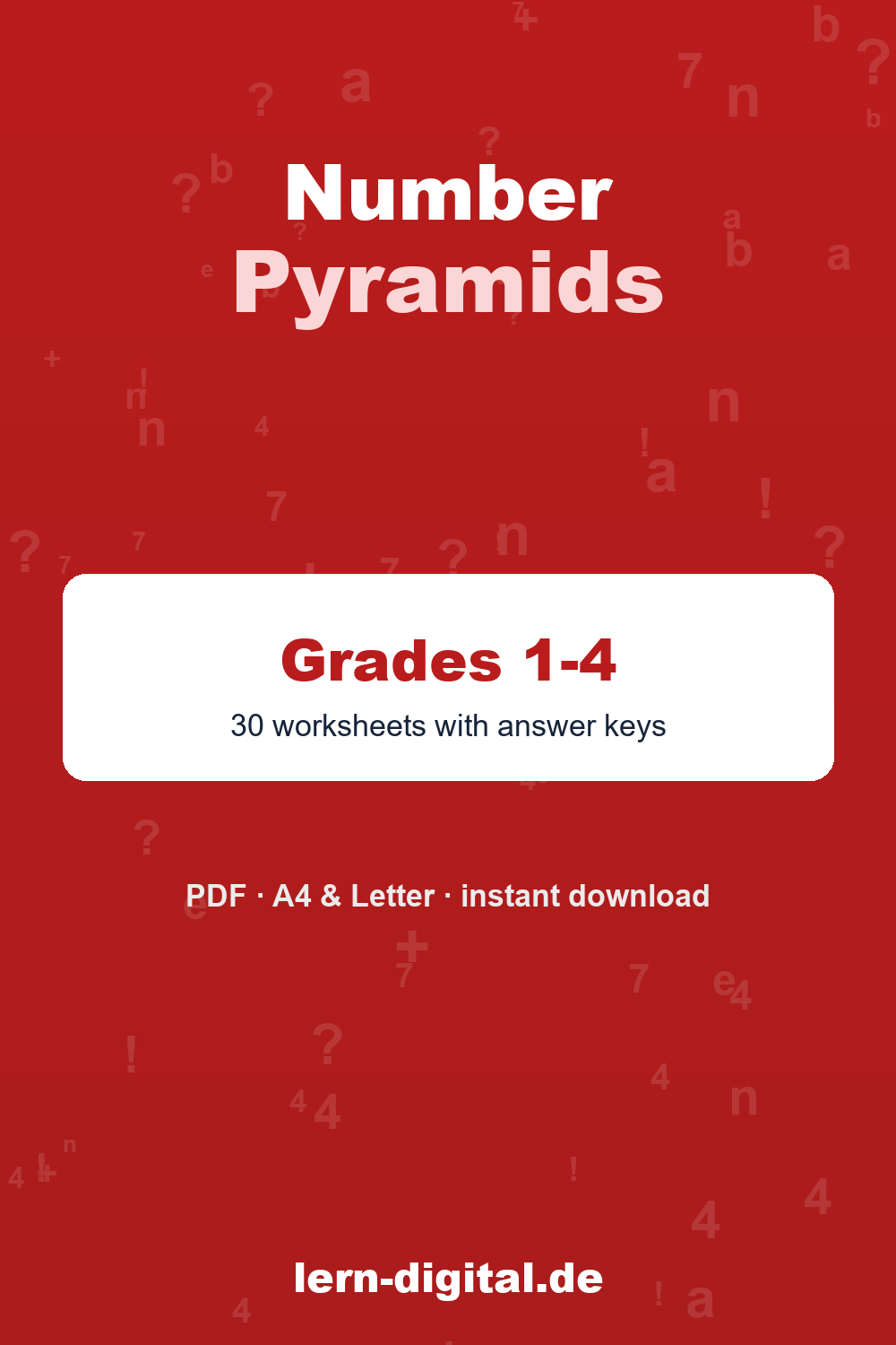 Cover: Number Pyramids – Grades 1-4 · Ages 6-10