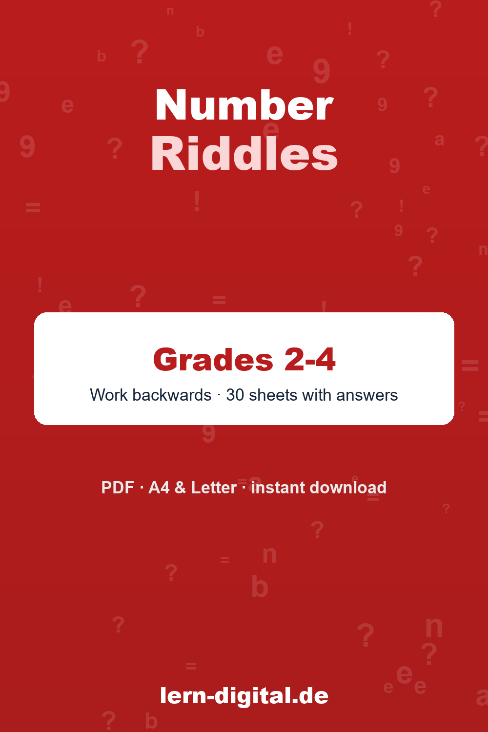 Cover: Number Riddles: What's My Number? – Grades 1-4 · Ages 6-10