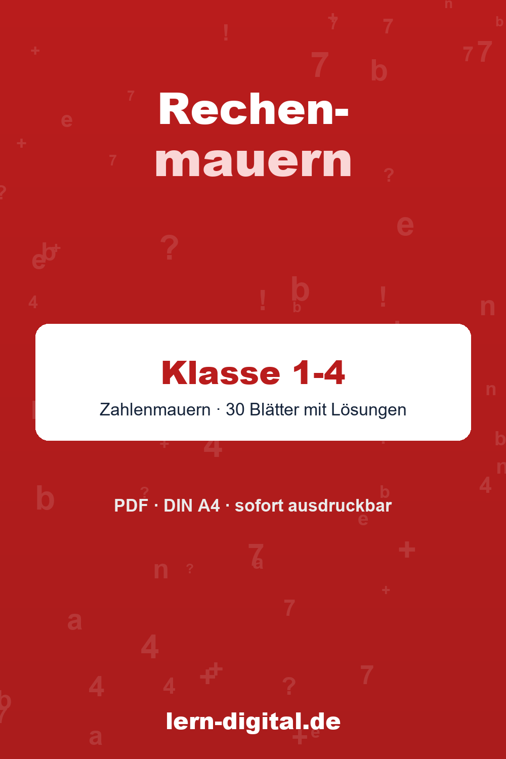 Cover: Rechenmauern (Zahlenmauern) – Klasse 1-4