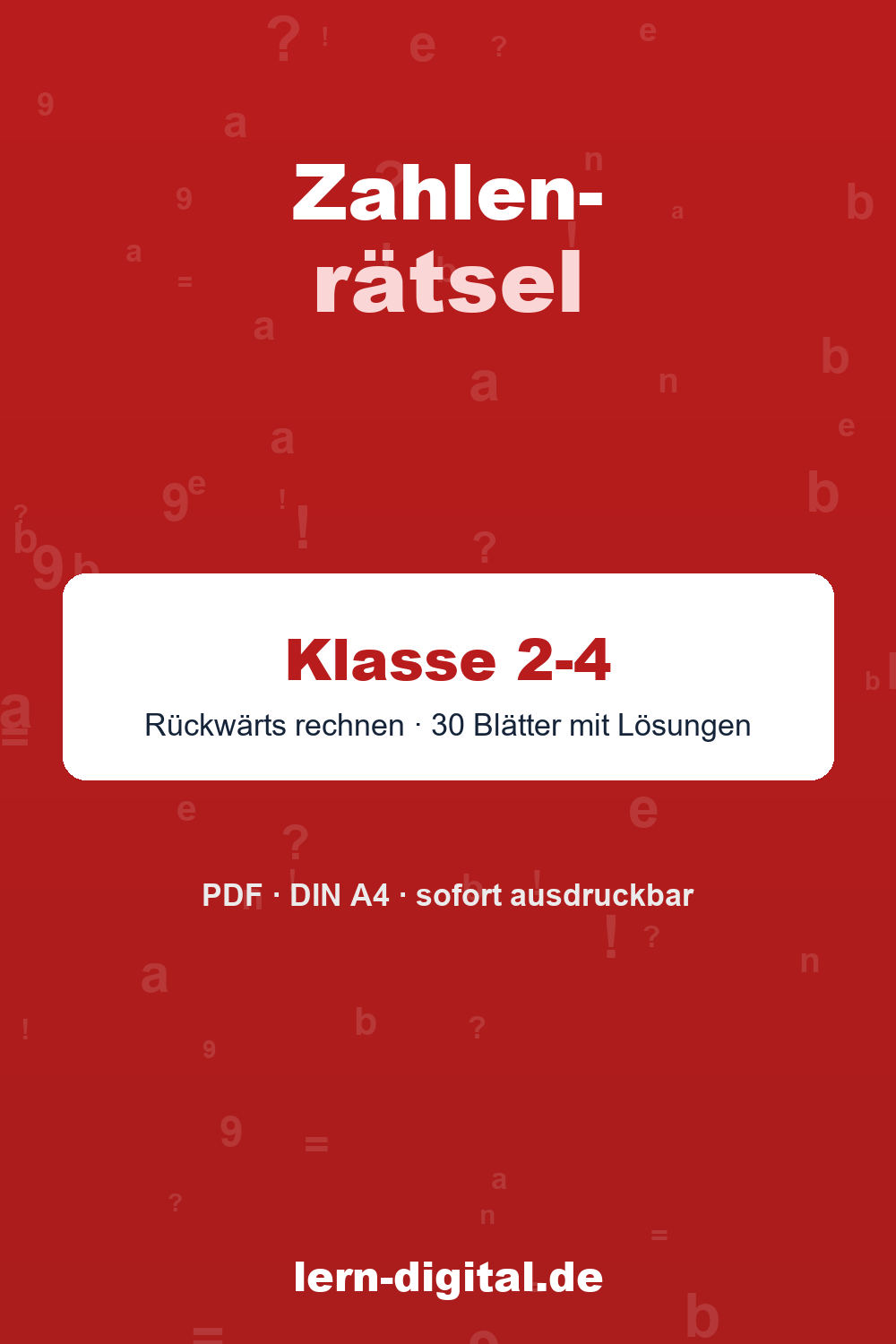 Cover: Zahlenrätsel: Welche Zahl wird gesucht? – Klasse 1-4