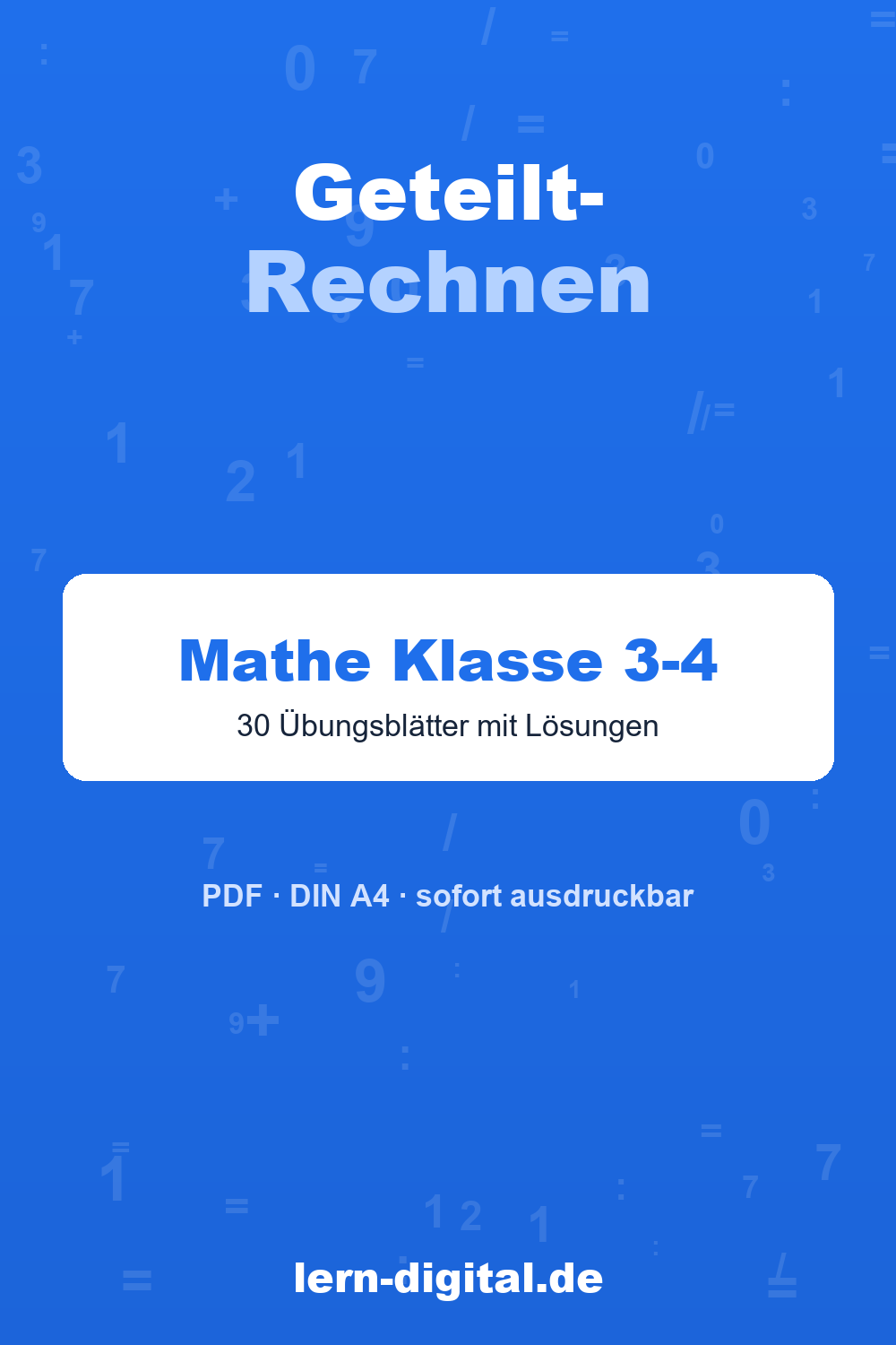 Cover: Arbeitsblätter Division, Geteilt-Rechnen Klasse 3-4