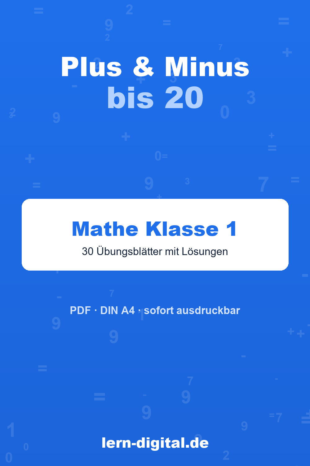 Cover: Mathe-Arbeitsblätter Plus und Minus bis 20, Klasse 1