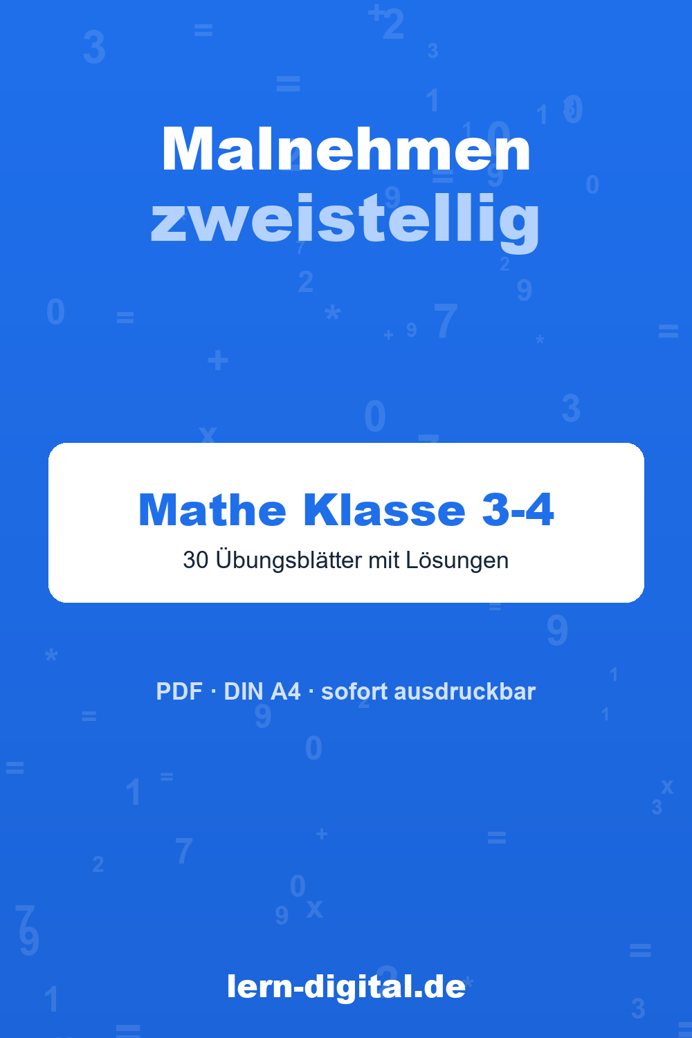 Cover: Arbeitsblätter Malnehmen zweistellig mal einstellig, Klasse 3-4