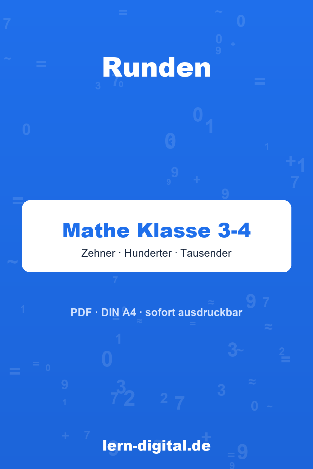 Cover: Mathe-Arbeitsblätter Runden auf Zehner Hunderter Tausender, Klasse 3-4