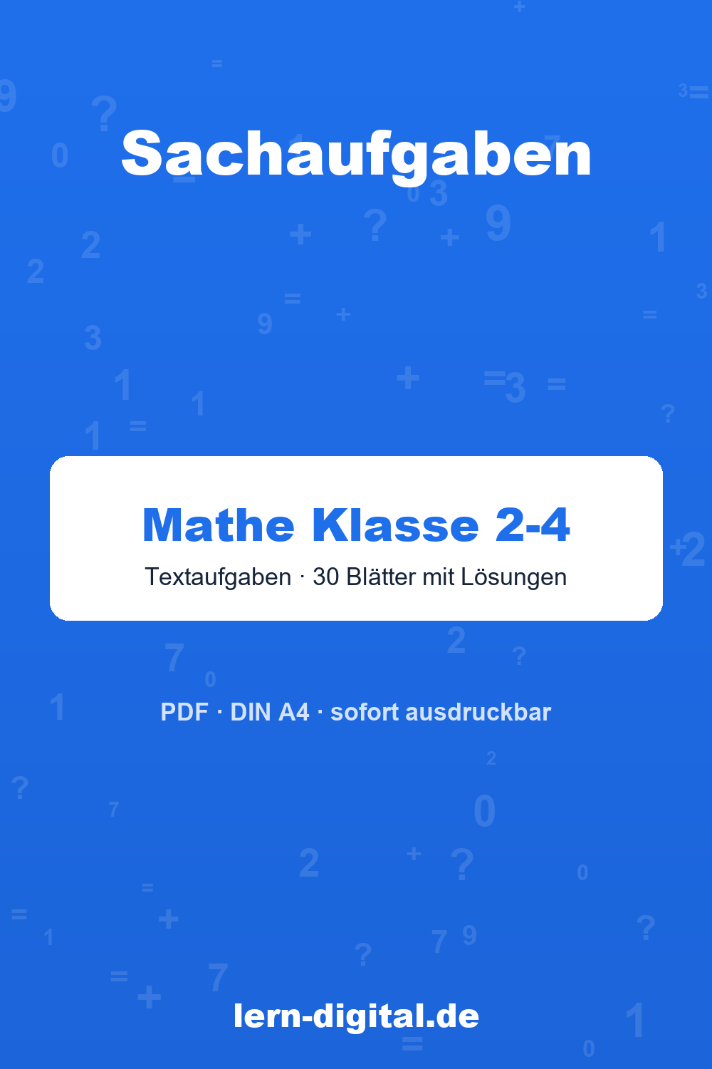 Cover: Mathe-Arbeitsblätter Sachaufgaben Textaufgaben, Klasse 2-4