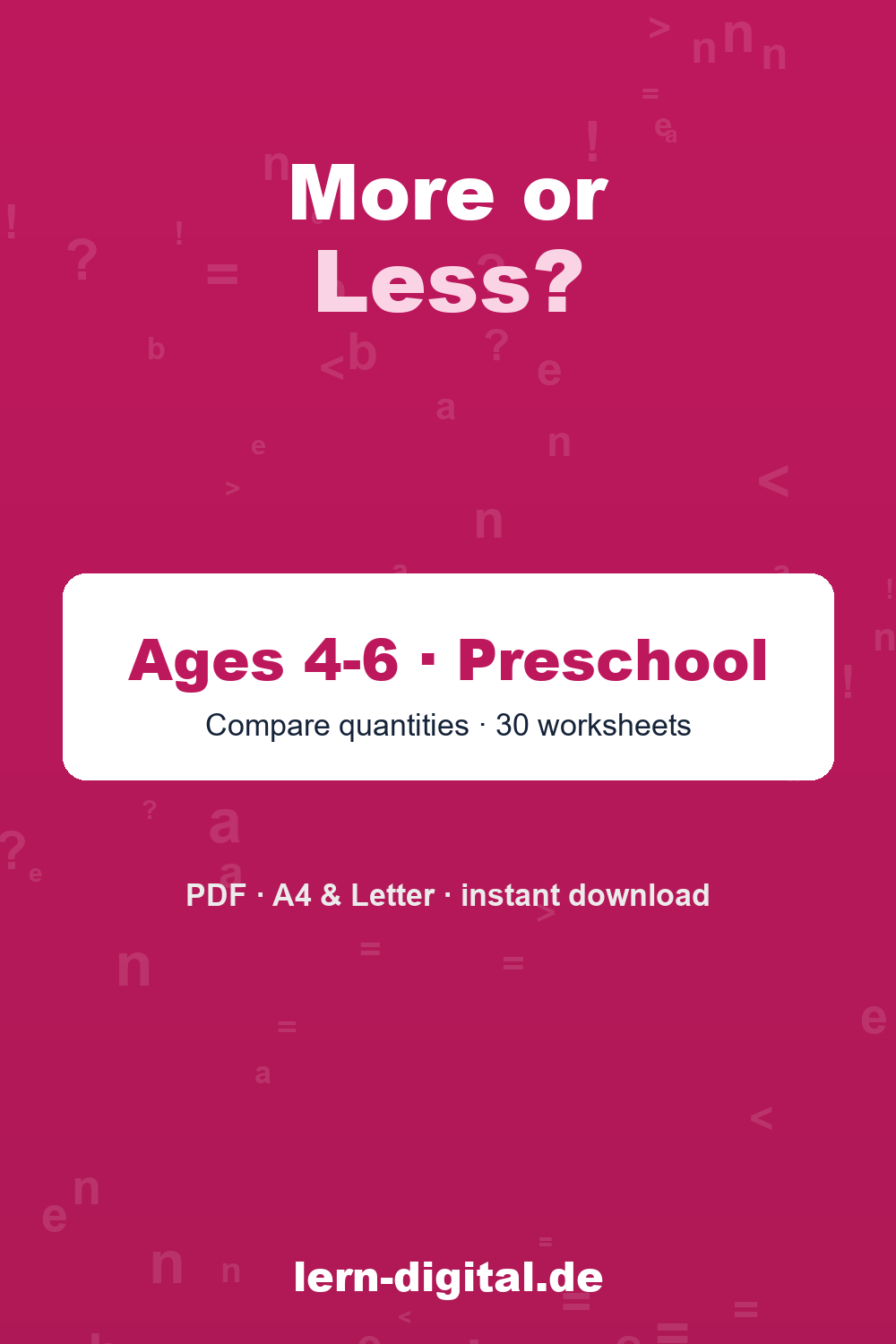 Cover: More or Less? – Ages 4-6 · Pre-K & Kindergarten