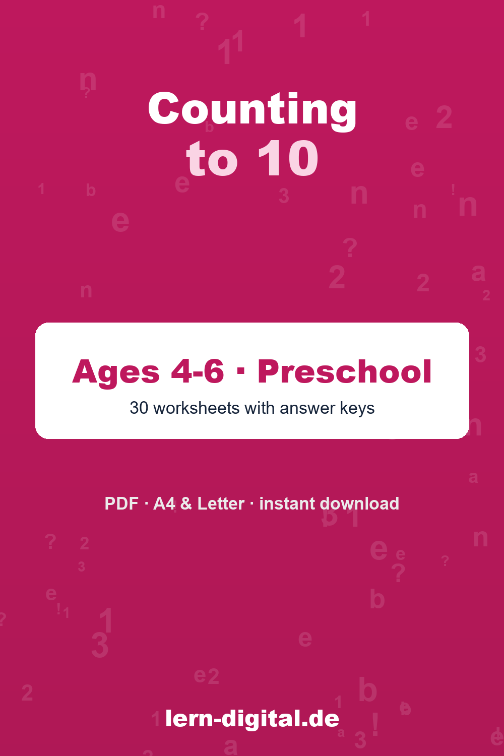 Cover: Counting to 10 – Ages 4-6 · Pre-K & Kindergarten