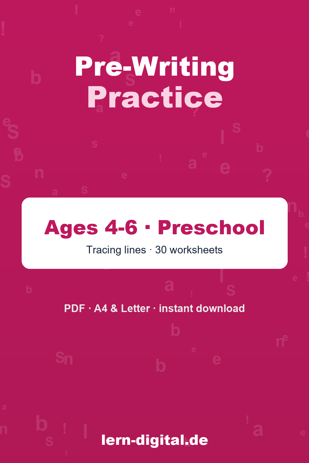 Cover: Pre-Writing Practice – Ages 4-6 · Pre-K & Kindergarten