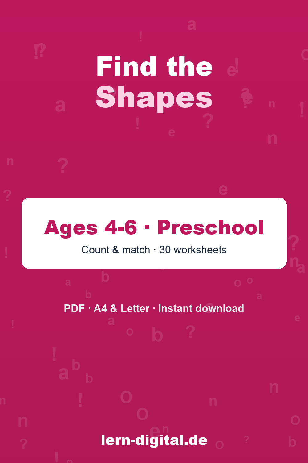 Cover: Find the Shapes – Ages 4-6 · Pre-K & Kindergarten